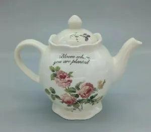 Vtg Lily Creek Porcelain Teapot "Bloom Where You Are Planted"  Martha Vaughn