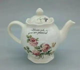 Vtg Lily Creek Porcelain Teapot "Bloom Where You Are Planted"  Martha Vaughn