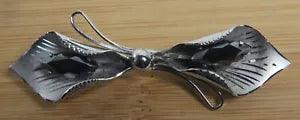 Vintage CC Flower Pin Brooch Sterling Silver Onyx Marquise Calla Lily Bow