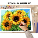 SunFlowers PAINT by NUMBER Kit for Adults ,Garden Flowers,Easy DIY Beginners Acrylic Painting Canvas ,Hobby Activity Kit
