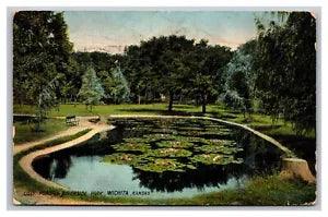 NEW LISTINGWichita KS Kansas Lily Pond in Riverside Park Divided Back Postcard Posted 1908