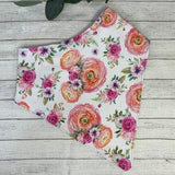 Coral Peonies Flower Wreath Bandana Bib Big Girl Teen Waterproof Bib Spring Flowers Adult Dignity Scarf SN Peonies Bouquet Bib
