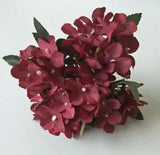 ARTIFICIAL HYDRANGEA BURGUNDY FAKE BUNCH DRIED FLOWER SILK FLOWERS HYDRANGEAS