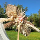 Pampas Wedding Arch Arrangement | Dried Flower Arrangement | Beige, Neutral Roses | Wedding Swag | Kids Room Decor | Event Background Flower