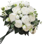 White Rose Peony Faux Artificial Centerpiece Wedding/Home Decoration | Gifts | Decor Floral Silk Flowers French Decor, Realistic Peony