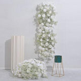 White Artificial Rose Hydrangea Baby's breath Flower Ball Flower Row for Wedding Table Arrangement Background Arch Decor