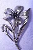 VINTAGE JEWELART STERLING SILVER THREE-DIMENSIONAL LILY FLOWER PIN