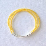 Bridesmaid gifts, yellow beaded bracelets, bar bracelets, stretch bracelets, seed bead bracelet, minimalist