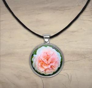 Carnation Flower Pendant On A 18" Black Cord Necklace Birthday Gift R71