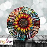 Sunflower Wind Spinner / Hanging Stained Glass Effect Sunflower Wind Spinner / Yard Art Metal Sunflower Spinner / Sunflower Gifts
