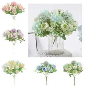 7-Head Artificial  Peony Flowers Bridal Hydrangea  Wedding Garden