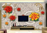 3D Red Peony Flower 23527NA Wallpaper Wall Murals Removable Wallpaper Fay