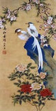 100% ORIENTAL ASIAN ART CHINESE WATERCOLOR PAINTING-Happy bird&Peony flower