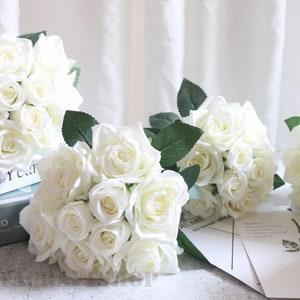 1 pcs Artificial Rose Wedding Bouquet Bridesmaids Bouquet Set White Bridal Bouquet Silk Flower Arrangement Wedding Centerpiece Docer