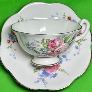 Rosina - Cup & Saucer - (#5181) English Bone China - "Pink Rose Bouquet"