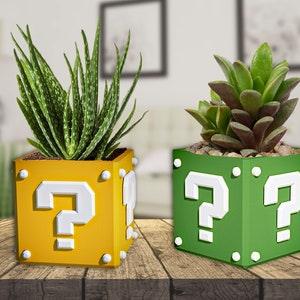 Super Mario Question Cube Planter - Nostalgic 3D Printed Gaming Decor