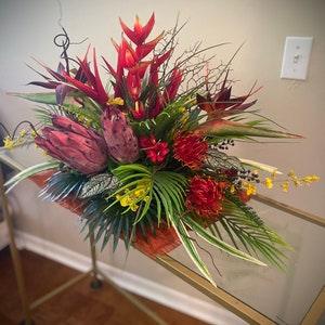 Stunning Large Heliconia  Arrangement. Bird of Paradise Tropical Arrangement. Orchids Centerpiece. Artificial,  37???x 17???x18"          aaa