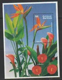 ANTIGUA & BARBUDA  FLOWER STAMPS 1995 CALLA LILY BIRD OF PARADISE SS MNH - FL471