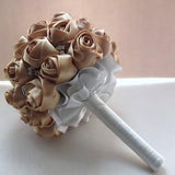 Satin Rose Bouquet, Fabric Rose Bouquet - All Gold / Champagne  rose accented with rhinestone
