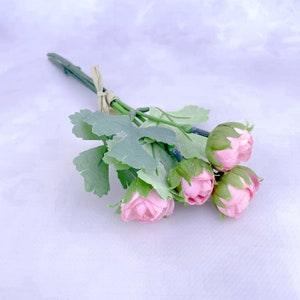 Pink Ranunculus Pick Bouquet - Artificial Flowers - 4 flowers