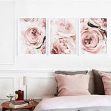 Set of 3 Peony Blush Flower Abstract Modern Wall Art, Home Decor
