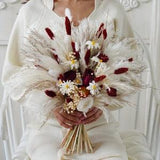Pampas Grass& Burgundy Red Dusty /Pampas Grass wedding bouquet Dried Bridal bouquet/Dry Flower bouquet,Rustic Boho Brides,Bridesmaid bouquet
