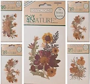 New Lot of 6 Distinction in Nature Real Pressed Botanical Flowers Adhesive Back