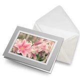 Greetings Card (Grey) - Pink Lily Flower Lillies Plant  #16547