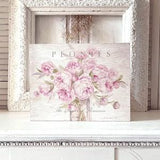 Shabby Chic Pink Peonies Large Wood Print Sign Romantic Art by Debi Coules