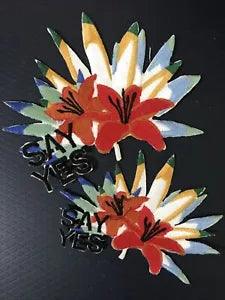 2 ???Say Yes??? Iron On Red Lily Patches Patch Appliqu???s Flower Floral Plant