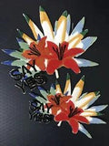 2 ???Say Yes??? Iron On Red Lily Patches Patch Appliqu???s Flower Floral Plant