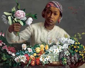 Young Woman with Peonies  High Res 11 x 14 Fine Art Giclee
