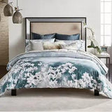 $845 MICHAEL ARAM ORCHID SKY LILY FLOWER KING DUVET COVER SHAMS 3p SET TEAL BLUE