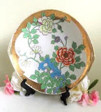 Nippon decorative plate Japan Peony flower Handles Gilding Vintage Morimura 10.5