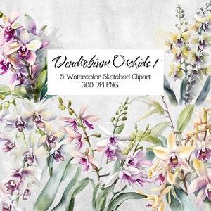 Dendrobium Orchid Wedding Stationary Dendrobium Orchid Wedding Invitation Floral Clipart Orchid Mother's Day card Floral Stationary