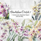 Dendrobium Orchid Wedding Stationary Dendrobium Orchid Wedding Invitation Floral Clipart Orchid Mother's Day card Floral Stationary