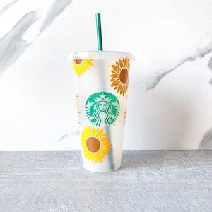 Sunflower Personalized Reusable Venti Starbucks Cup,Starbucks Cups, Best Friend Gifts, girly gifts, personalized starbucks cold cups