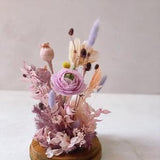 Dried Flower & Paper Ranunculus Glass Cloche | Preserved Everlasting Gift for Her Home Decoration, Wedding, Anniversary