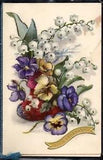 BU147 Sainte CATHERINE BUNCH of LILY of the VALLEY PANSIES Fine LITHO