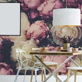 Photo wallpaper with pink and white peony bouquet, self adhesive, peel and stick floral wall mural