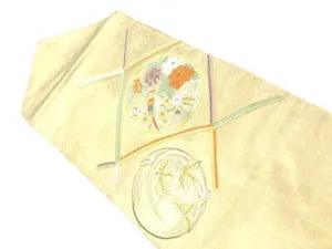 6507961: JAPANESE KIMONO / VINTAGE NAGOYA OBI / EMBROIDERY / PEONY & UME BLOSSOM