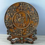 Chinese Natural Boxwood Handmade Exquisite Peony Flower Screen 40572