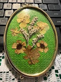 dried flowers oval hanging picture gold Frame