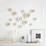 Ceramic 3D Flower Wall Study Decor Room Porcelain Rose Peony Carnation Flowers