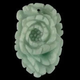 BF05124# Hand Carved Peony Flower   Amazonite Pendant Bead Gemstone