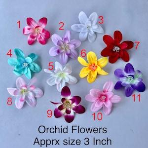 Multi Color 3 Inches Small Orchid Flowers | Artificial Floral | Colorful Blossoms for jewelry making, Decoration, Home Decor | Fabric Flower