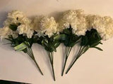 Lot of 4 off white Carnations Bush 14 in stem  Silk Flowers  Fake