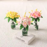 1:12 Scale Dollhouse Pink Lily Flower Plant Vase DIY Clay Miniatures Accessories