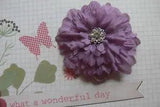 PEONY Flower 7cm LAVENDER Fabric Ladies Hair Clip & Pin Dress Ready to Wear  HC1
