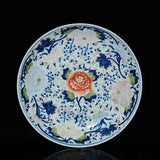 11" China qing dynasty guangxu mark Porcelain Blue white peony flower bird Plate